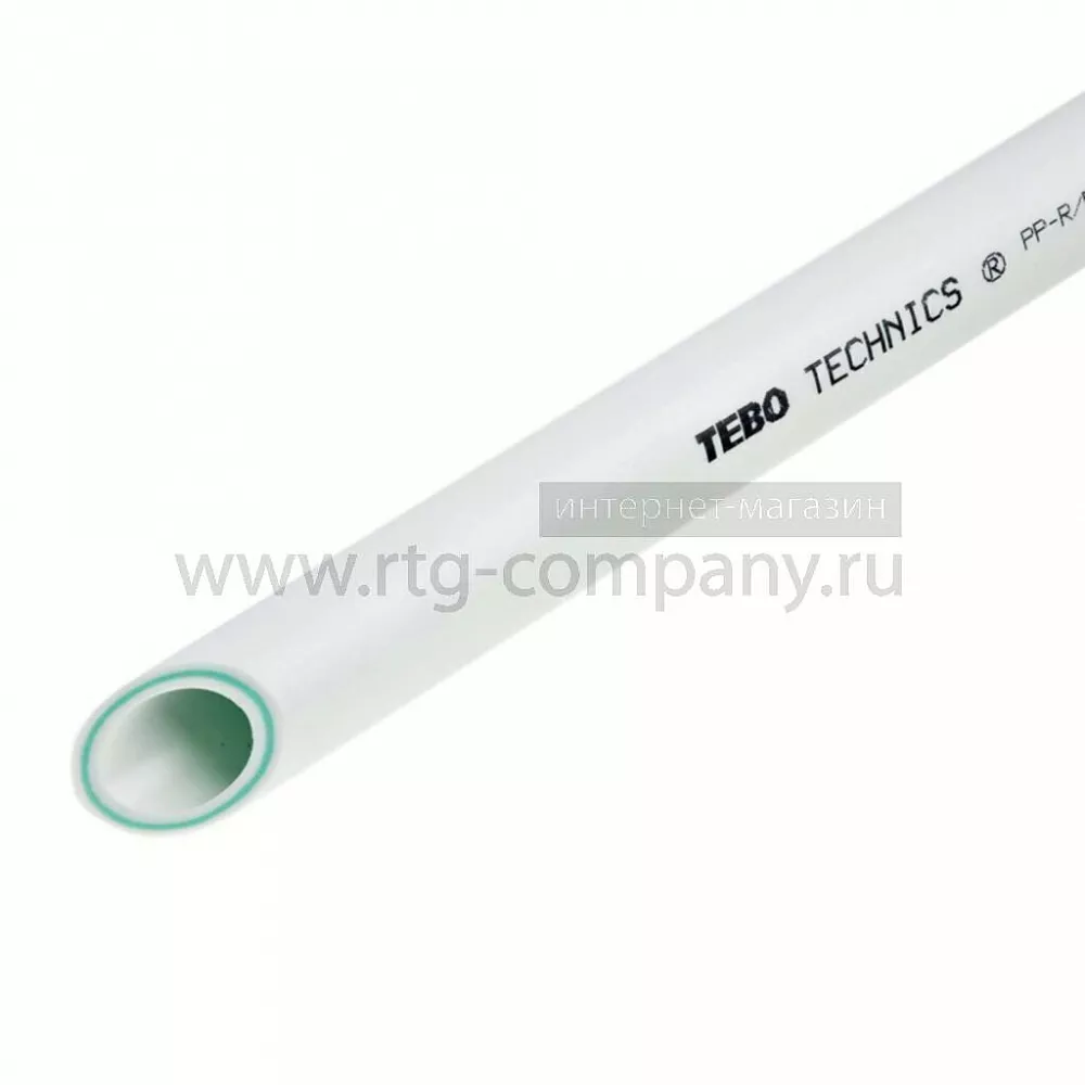 Труба полипропиленовая PPRC PN 25 /  40 *6,7 (SDR 6) TEBO армированная стекловолокном, белая (уп.20 п/м)