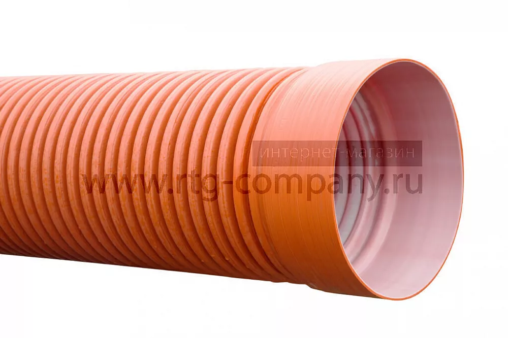 Труба канализационная Политэк-3000 100/117 мм SN8 гофрированная двустенная с раструбом и уплотнительным кольцом (отрезок - 6м)